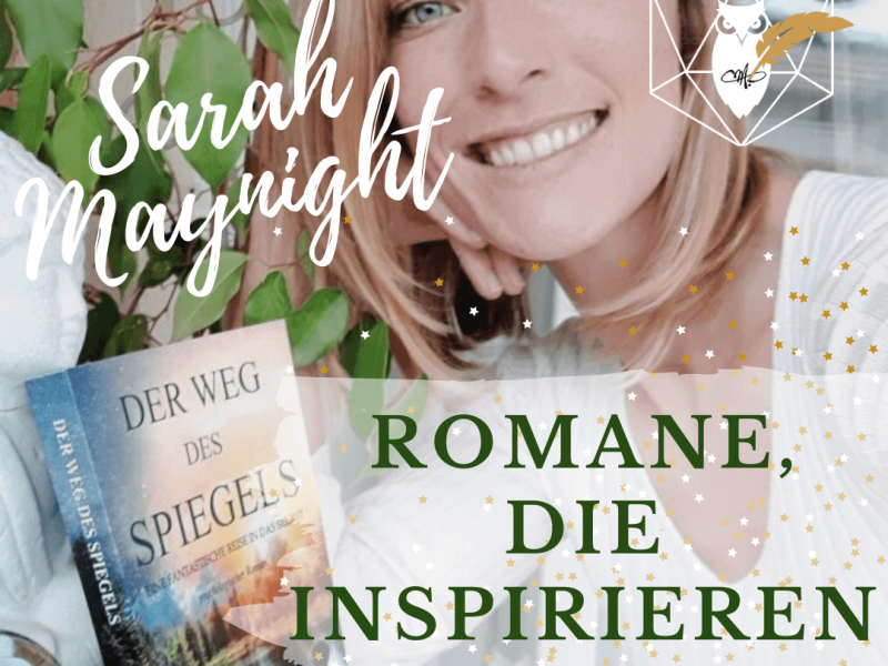 Autorenportrait mit Buch und Schriftzug Romane, die inspirieren